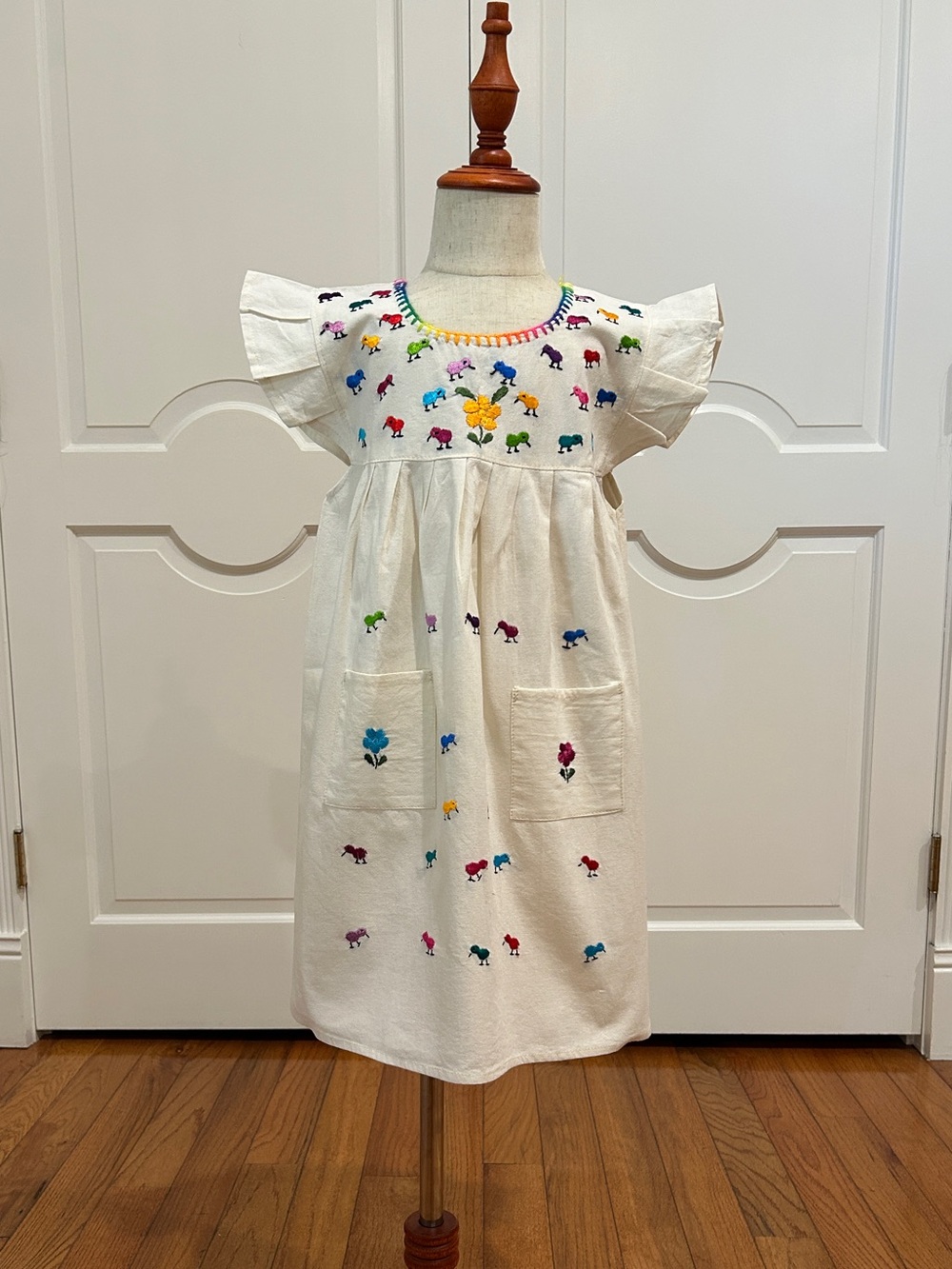 Mexican Girls Dress With Hand Embroidered.